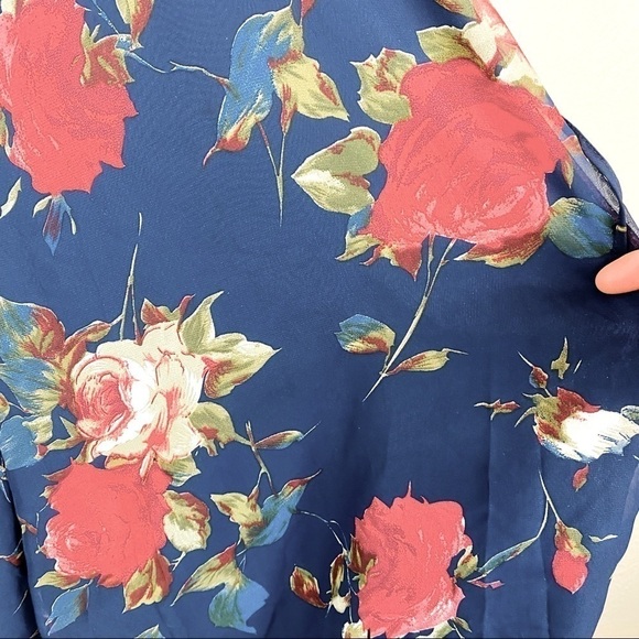 Lulu’s Aubree Navy Blue Floral Lace Up Maxi Dress Size S - Picture 10 of 14